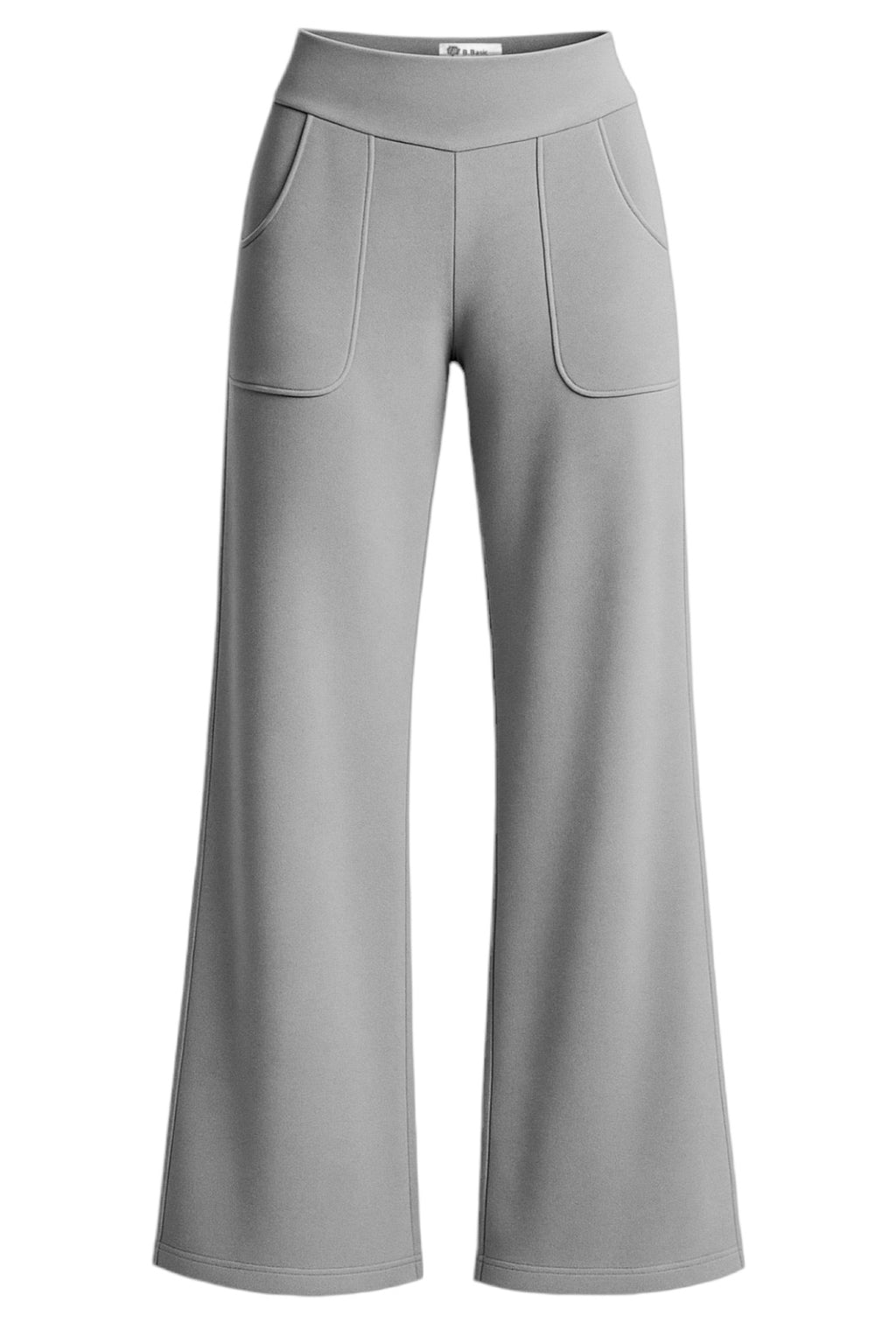 Calça Reta Bolsos Tricot Moletinho